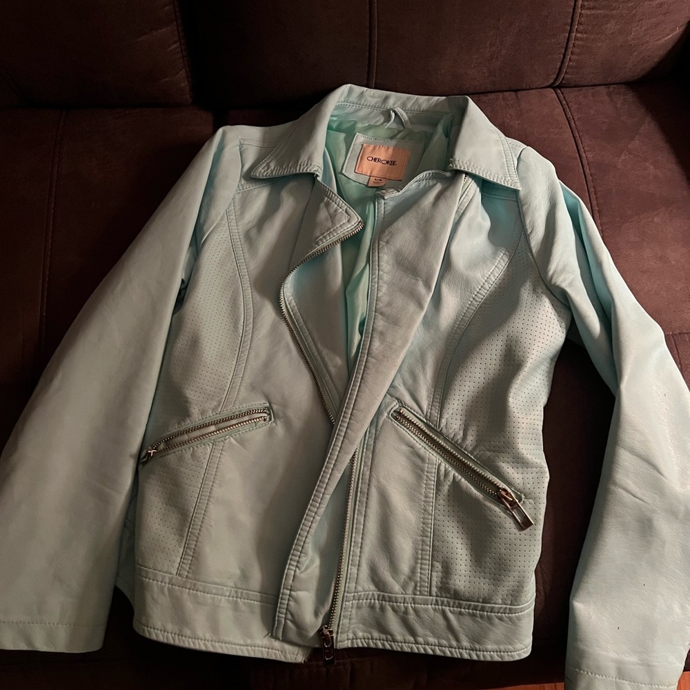 Beautiful blue leather jacket